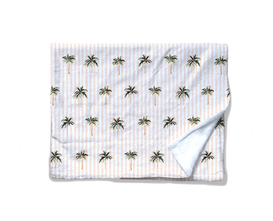 Bahama Striped Palms - Minky Fleece Blanket