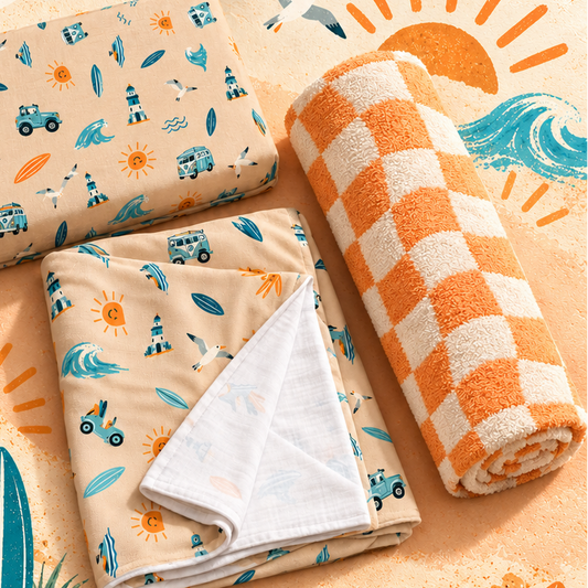 Wavy Checks Beach Towel - Sherbert