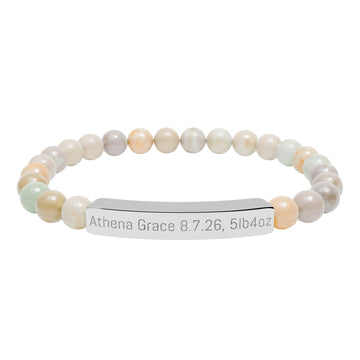 Natural Stone Stretch Bar Bracelet (Engraving)