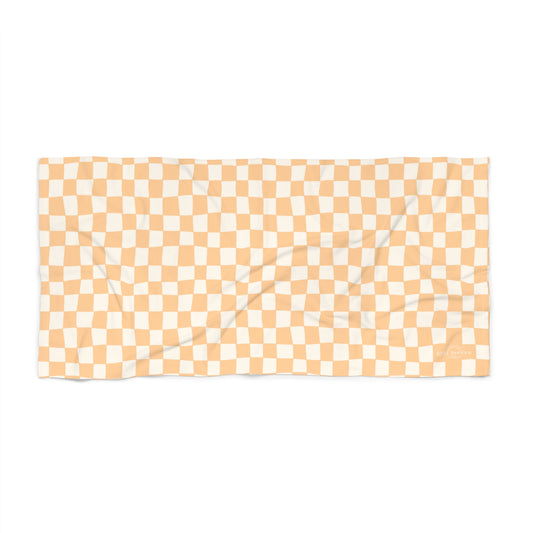 Checkered Cotton Beach Towel - Orange