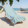 Checkered Cotton Beach Towel - Aqua