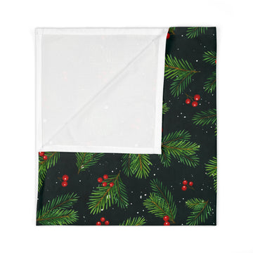 Christmas Holly & Pine Baby Swaddle Blanket