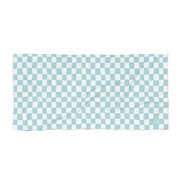 Checkered Cotton Beach Towel - Aqua