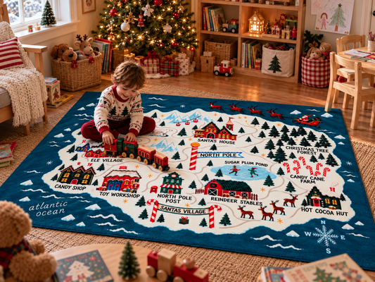 Santa’s Village North Pole Christmas Rug – 5' x 7'