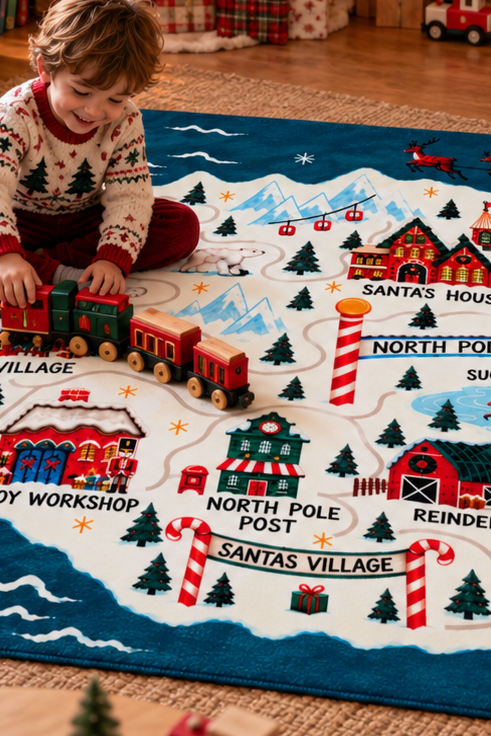 Santa’s Village North Pole Christmas Rug – 5' x 7'